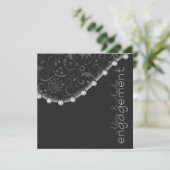 Square Pearl Verloving Invitation Kaart (Staand voorkant)