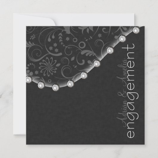 Square Pearl Verloving Invitation Kaart (Voorkant)