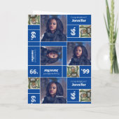 Square Photo Afstuderen Class Year Blue Card Kaart (Achterkant)