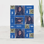 Square Photo Afstuderen Class Year Blue Card Kaart (Voorkant)