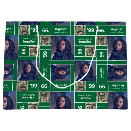 Square Photo Afstuderen Class Year Green Groot Cadeauzakje (Voorkant)