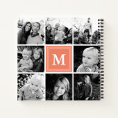 Square Photo Collage Coral Monogramed Custom Notitieboek (Achterkant)
