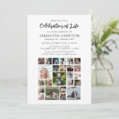 Square Photo Collage Funeral Celebration of Life Kaart (Staand voorkant)