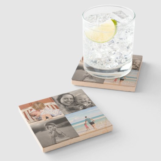 Square Photo Collage Stenen Onderzetter (Zijkant)