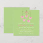Square Pink Elephant Moblie Baby shower Uitnodigin Kaart (Voorkant / Achterkant)