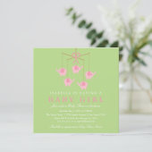 Square Pink Elephant Moblie Baby shower Uitnodigin Kaart (Staand voorkant)