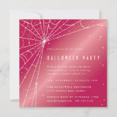 Square Pink Sparzing Spider Web Halloween Party Kaart (Voorkant)