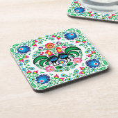Square Poland Rooster Pattern Bier Onderzetter (Linkerzijde)
