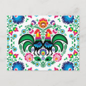 Square Poland Rooster Pattern Feestdagenkaart (Voorkant)