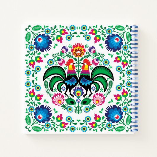 Square Poland Rooster Pattern Notitieboek (Achterkant)