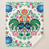 Square Poland Rooster Pattern Sherpa Deken (Voorkant)