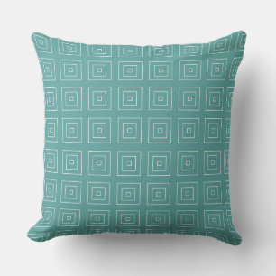 Square Prismes Blauwgroen White Kussen