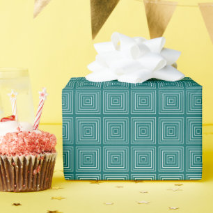 Square Prisms Turquoise White Cadeaupapier