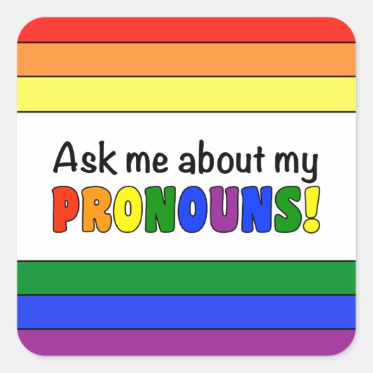 Square Pronouns Sticker (regenboog) (Voorkant)