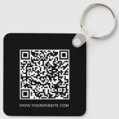Square QR Code Bedrijf Black Business Logo Sleutelhanger (Achterkant)