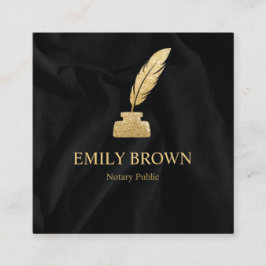 Square Quill notaris lening ondertekenaar zwart go Vierkante Visitekaartje