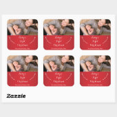 Square Red Baby's eerste kerstfoto Stickers (Vel)
