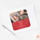 Square Red Baby's eerste kerstfoto Stickers (Envelop)