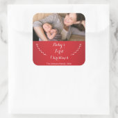 Square Red Baby's eerste kerstfoto Stickers (Tas)