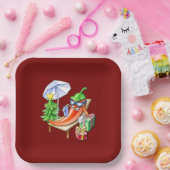 Square Red Christmas Funny Chili Papieren Bordje (Feest)