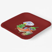 Square Red Christmas Funny Chili Papieren Bordje (Gebogen)