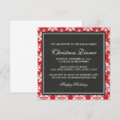 Square Red Damask kerst uitnodiging (Voorkant / Achterkant)