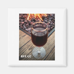 SQUARE REFRIGERATOR MAGNET WINE GLASS FIRE PIT MAGNEET