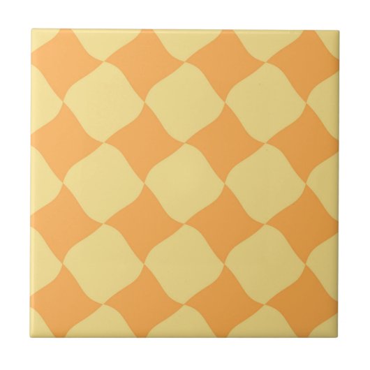 Square Retro Yellow Pattern Tegeltje (Voorkant)