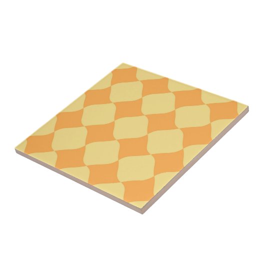 Square Retro Yellow Pattern Tegeltje (Zijkant)