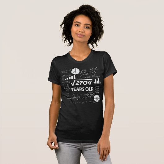 Square root 2704 = 52 jaar oud - jarig t-shirt (Voorkant volledig)