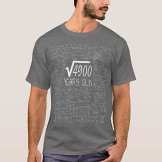 Square Root van 4900 70 jaar oude 70e verjaardag T-shirt