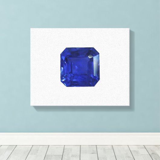 Square Sapphire Gemstone Blue Canvas Afdruk (Insitu (Houten vloer))