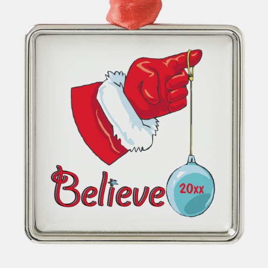 Square Shaped Believe Metalen Ornament (Voorkant)
