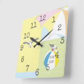 Square Shaped Clock "Beach Please" Vierkante Klok (Hoek)