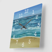Square Shaped Clock "Beach Scene" Vierkante Klok (Hoek)