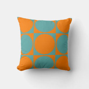 Square Sofa-kussen, Oranje&Blauwe vierkanten&cirke Kussen