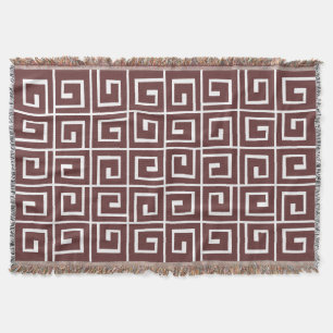 Square Spirals - Donkerbruin op wit Deken