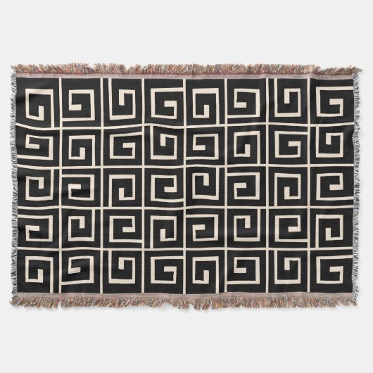 Square Spirals - Zwart op Cream Deken (Voorkant)