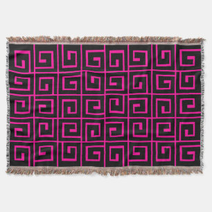 Square Spirals - Zwart op Hot Pink Deken
