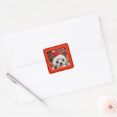 SQUARE STICKER CHIHUAHUA IN Santa hat (Envelop)