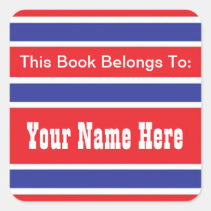 Square Sticker Patriottic Book Ownership Label Squ
