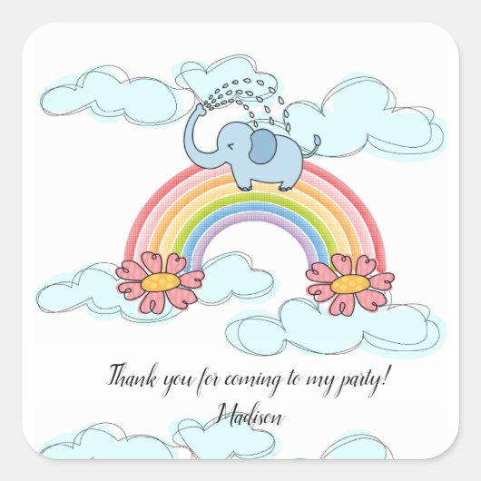 Square Stickers Blue Elephant (Voorkant)