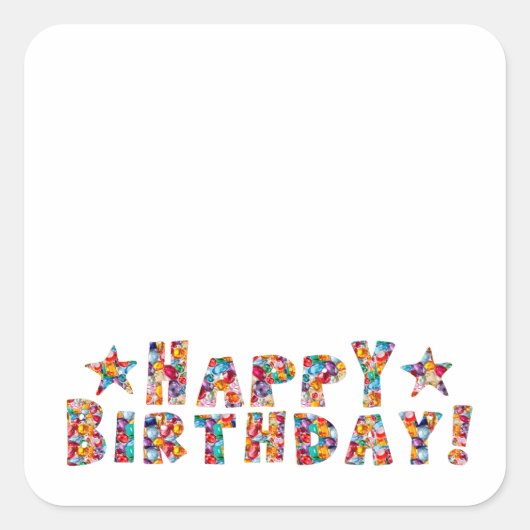Square Stickers HAPPY BIRTHDAY (Voorkant)