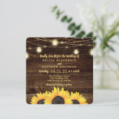 Square Sunflower Mason Jar Wedding Invitations Kaart (Staand voorkant)