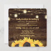 Square Sunflower Mason Jar Wedding Invitations Kaart (Voorkant)