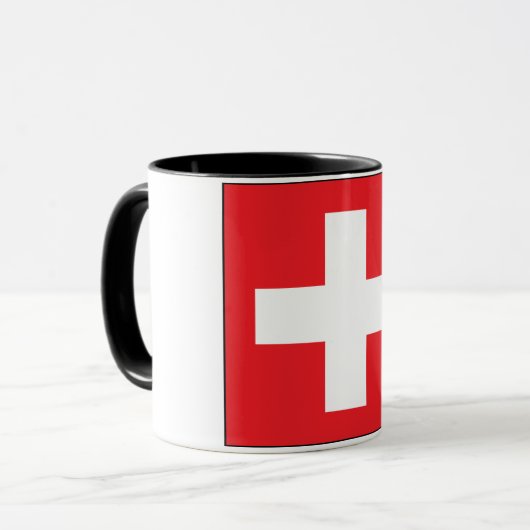 Square Swiss Flag Mok (Voorkant links)