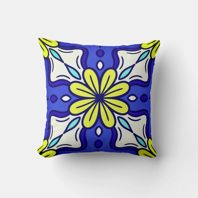 Square Throw Pillow with Yellow Flowers Kussen (Voorkant)
