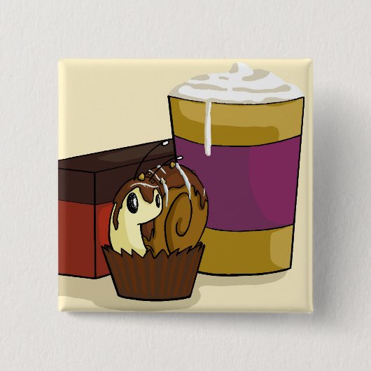 Square Truffle Snail-Button Vierkante Button 5,1 Cm (Voorkant)