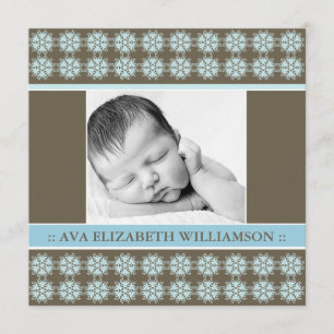 Square Victoriaans Blue Birth kondiging Aankondiging