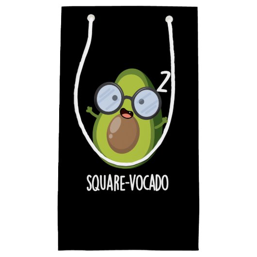 Square-vocado Funny Avocado Pun Dark BG Klein Cadeauzakje (Voorkant)